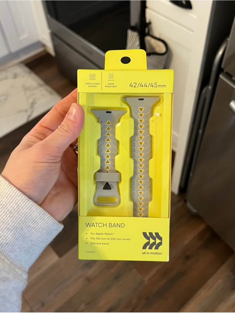 all in motion Gray Silicone Watch Band with Yellow Triangle Accents